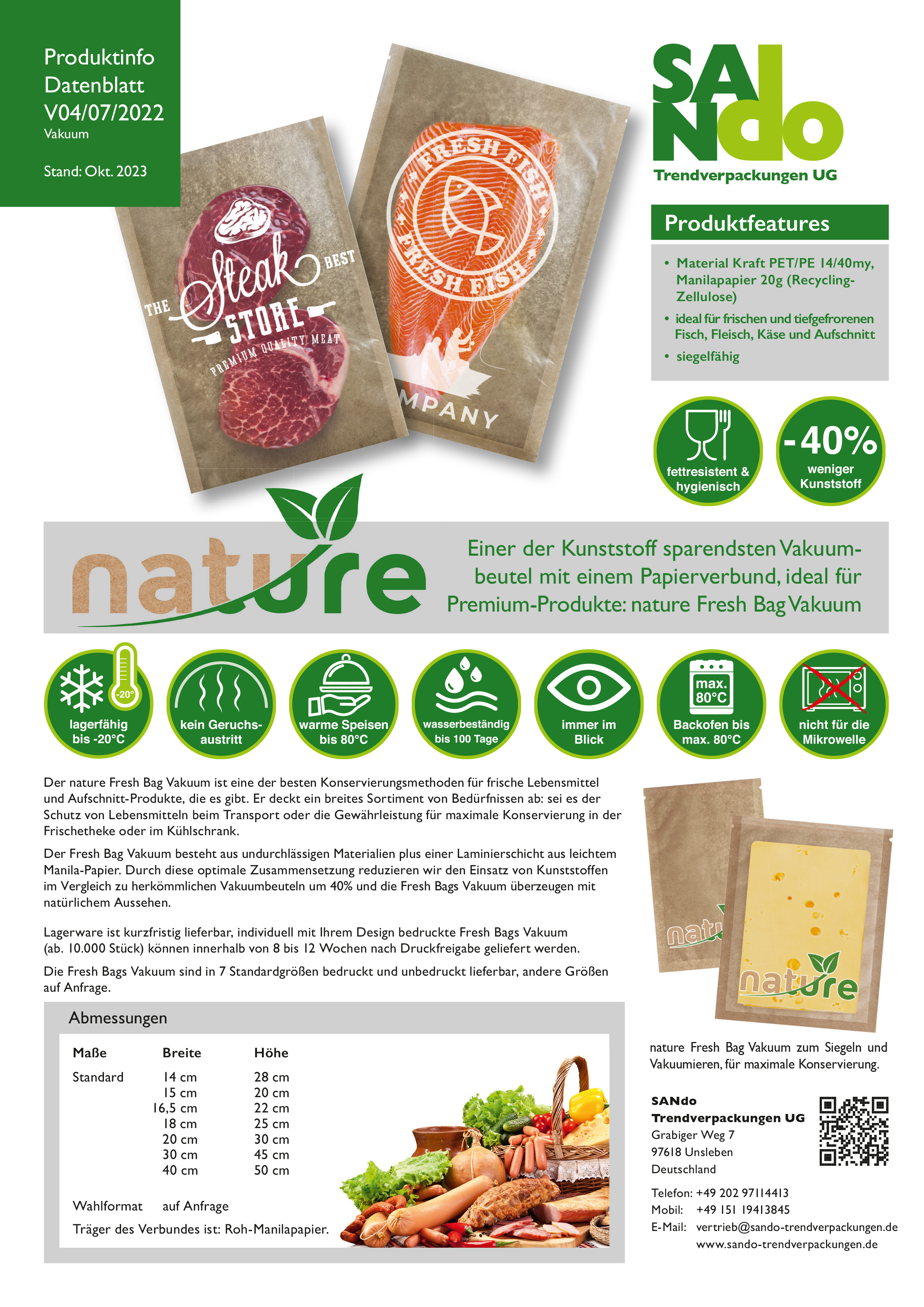 V04 07 2022 Datenblatt nature Fresh Bag Vakuum SANdo