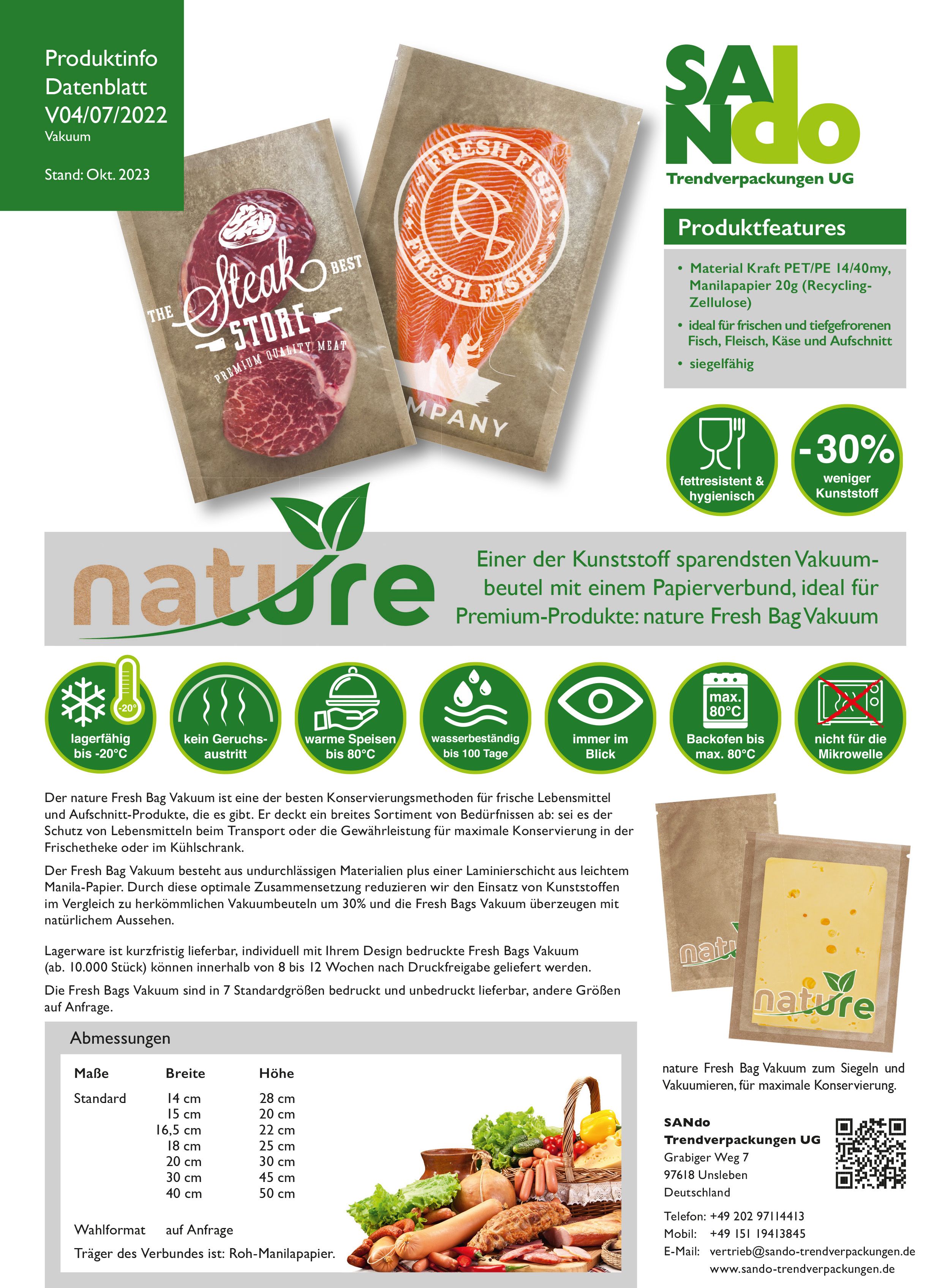 V04 07 2022 Datenblatt nature Fresh Bag Vakuum SANdo